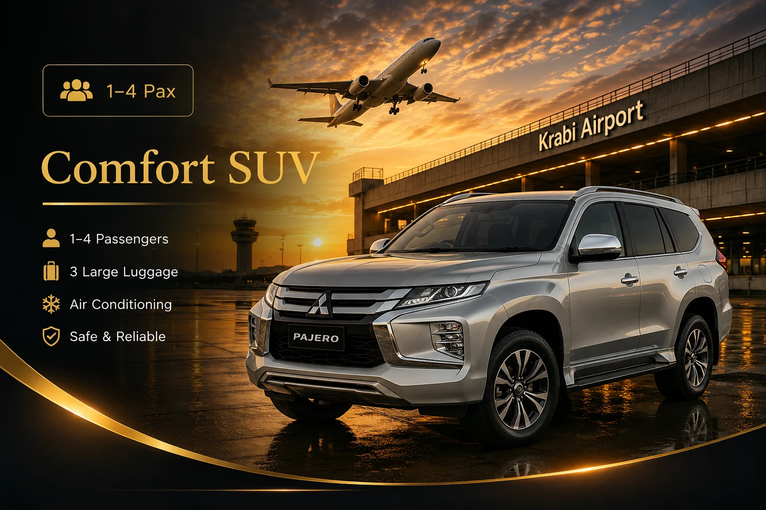 Comfort SUV — 1-4 passengers, 4 large luggage, air conditioning